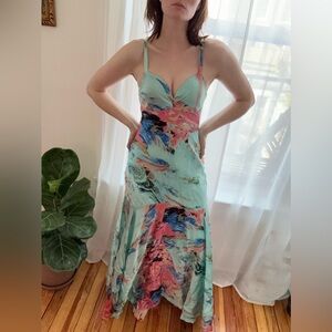 Colorful silk vintage gown